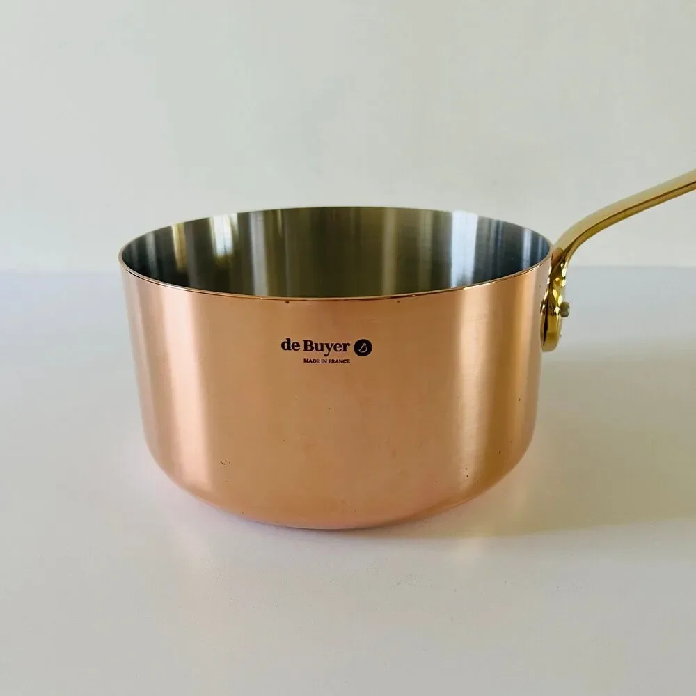 DE BUYER Incouivre Service Copper Saucepan with Brass Handle, 1.6 Qt